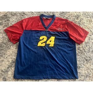 Vintage NASCAR Jeff Gordon Mesh Football Style Jersey Mens XXL Blue Red 90s #24